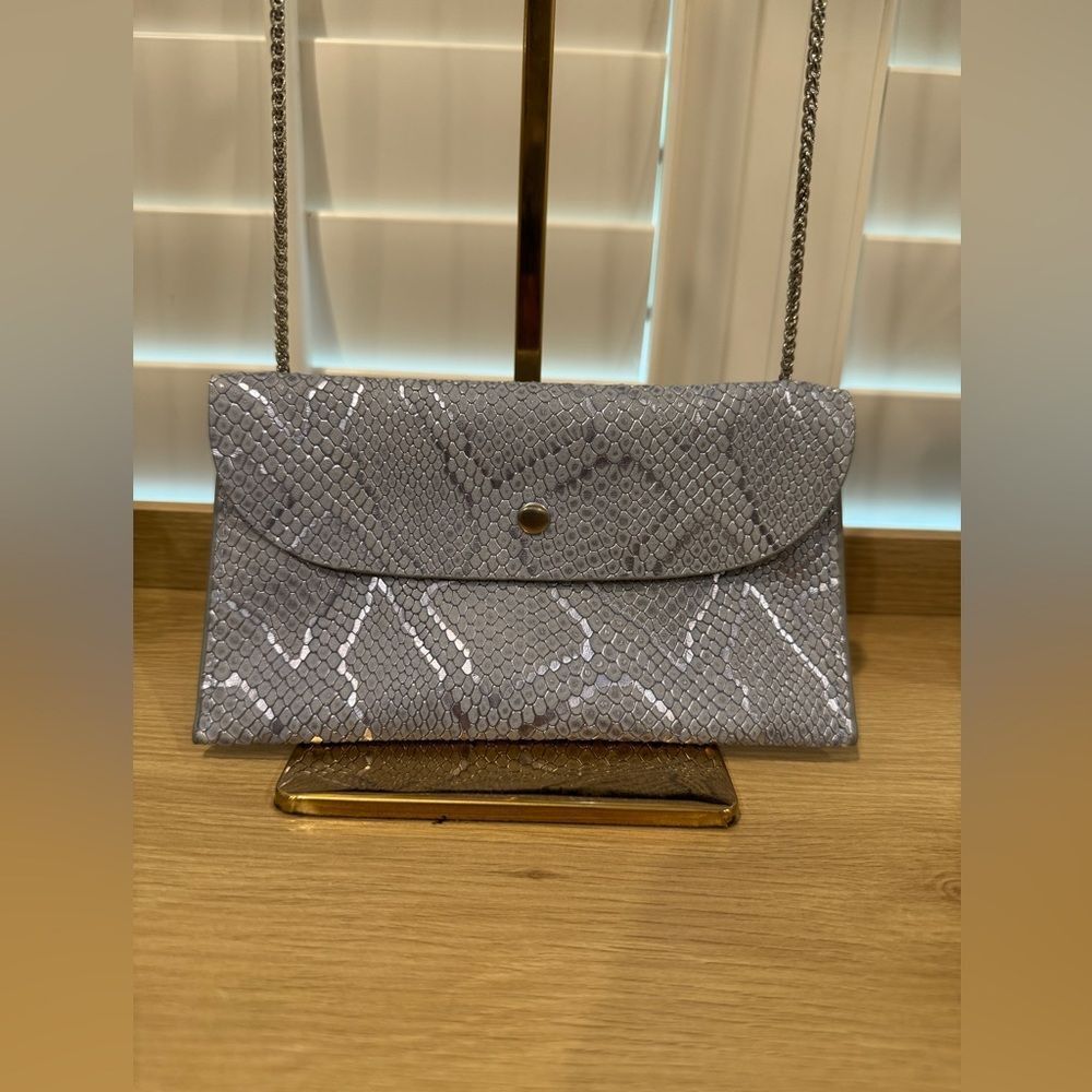 Gray Snakeskin Pattern Clutch